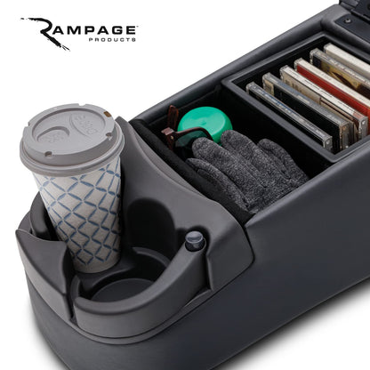 RAMPAGE PRODUCTS - Consola de asiento de banco Rampage 39223, color carbón, 16.5 pulgadas x 8.5 pulgadas x 9 pulgadas Consola de asiento de banco