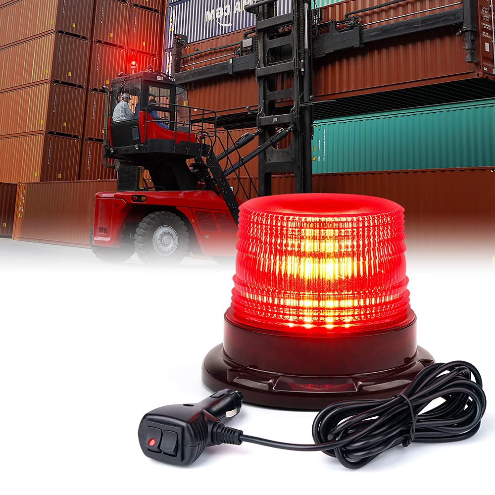 Xprite Luz LED de Faro con Base Magnética para Carretilla Elevadora y Vehículos, Rojo, SL-BCN-G3-R