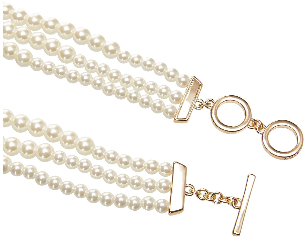 Anne Klein Collar de perlas blancas en tono dorado para mujer