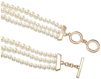 Anne Klein Collar de perlas blancas en tono dorado para mujer