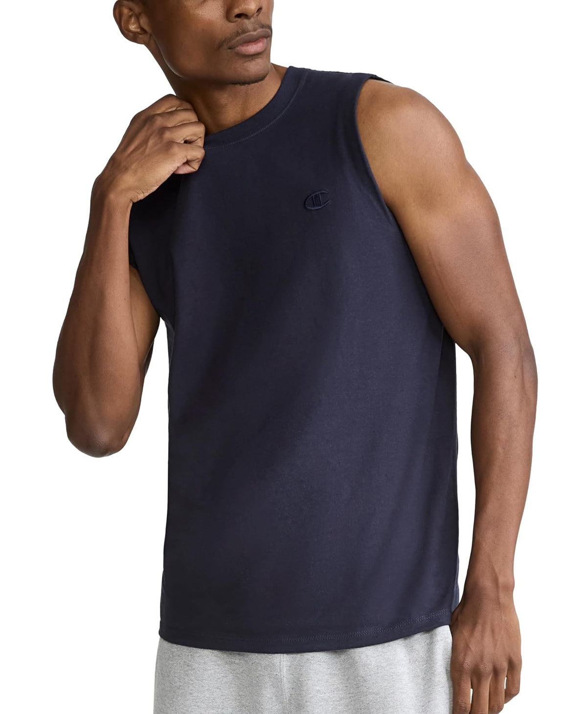 Champion Playera Muscular de Algodón para Hombre - Navy - C Logo - XL