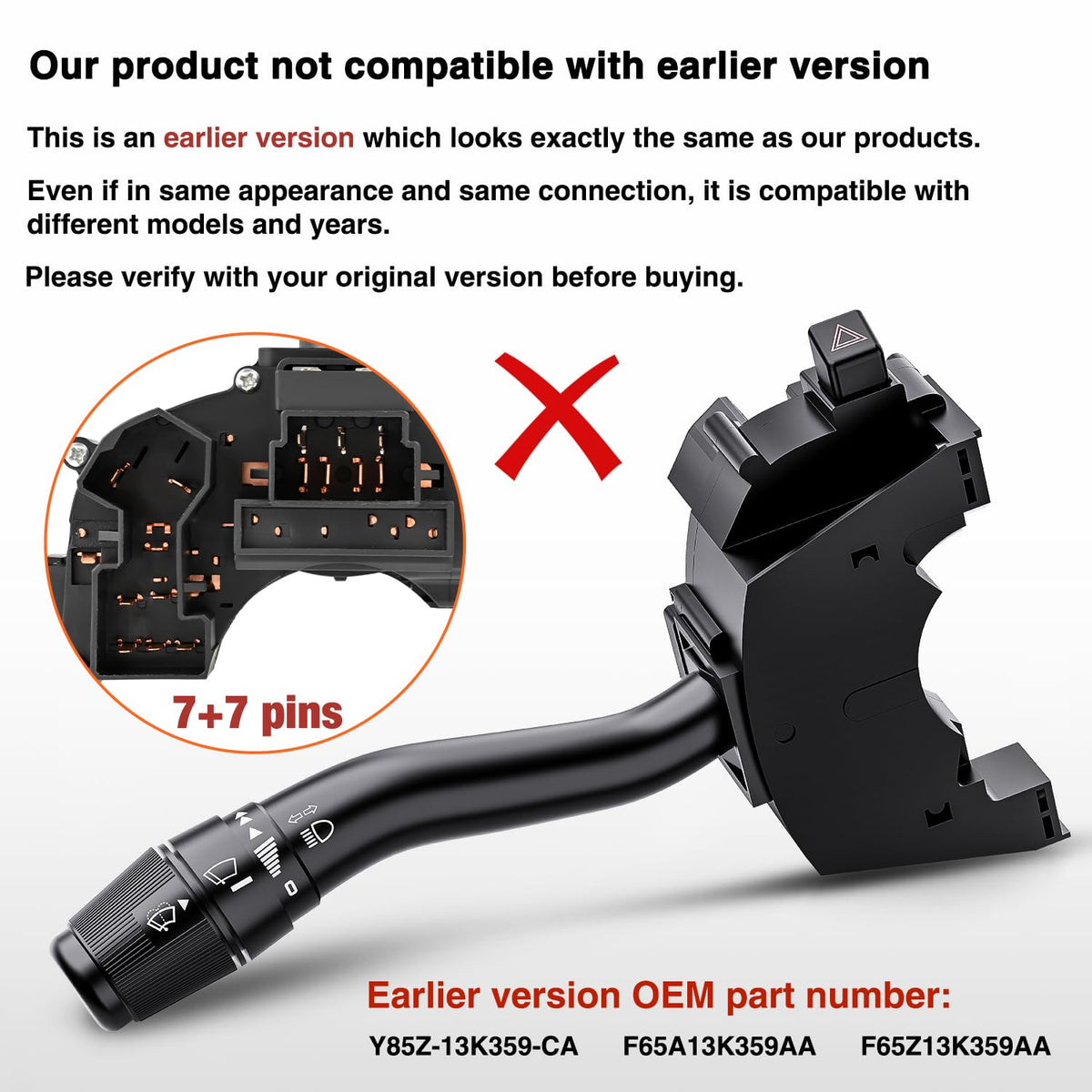 Nilight Interruptor de señal de giro compatible con Ford F150 F-150 F-250 F-350 F-450 F-550 Super Duty F650 F750 Lincoln Blackwood Combinación de limpiaparabrisas garantía garantía