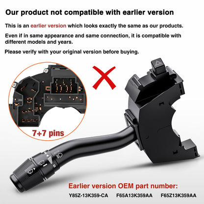 Nilight Interruptor de señal de giro compatible con Ford F150 F-150 F-250 F-350 F-450 F-550 Super Duty F650 F750 Lincoln Blackwood Combinación de limpiaparabrisas garantía garantía