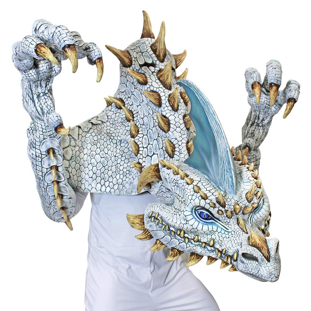 Máscara Artesanal Mega Máscara Disfraz de Cinder el Dragón Blanco de Latex de Nightmare's Collection por Mario Chiodo