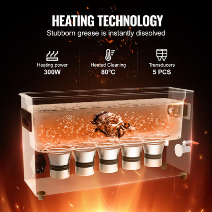 VEVOR Limpiador ultrasónico de armas de 10 l, máquina de limpieza ultrasónica profesional de 300 W con temporizador y calentador, limpiador ultrasónico digital de 40 kHz con cesta para piezas de armas