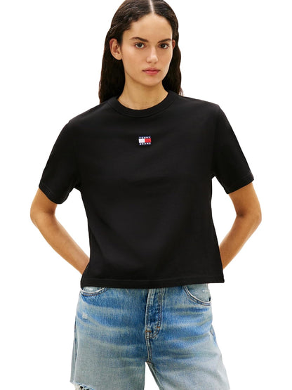 Tommy Jeans - Playera de Manga Corta de algodón con Logotipo Bordado de Bandera