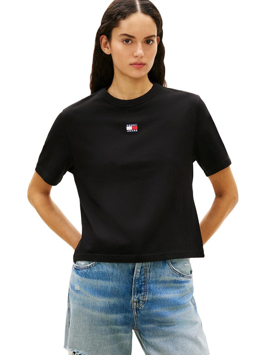 Tommy Jeans - Playera de Manga Corta de algodón con Logotipo Bordado de Bandera