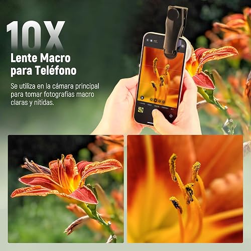 NEEWER 10X Lente Macro con Clip de Lente Teléfono de 17mm Rosca y Parasol Difusor Desmontable, para Jaula de Teléfono Roscada de 17mm/Funda de Teléfono/Abrazadera de Teléfono/Placa Trasera, LS-28 Pro