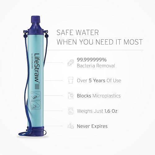 LifeStraw – filtro de agua Personal, 3 piezas | Filtro de agua para senderismo, camping, viajes y preparación para emergencias, elimina bacterias y parásitos