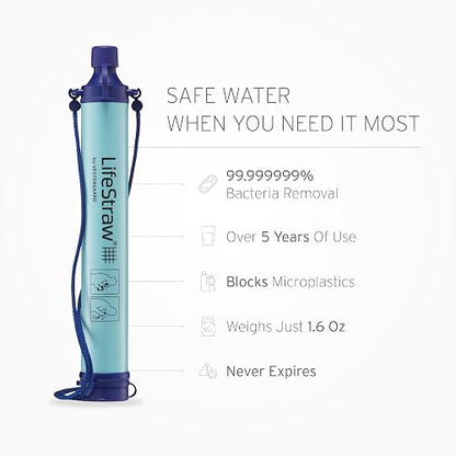LifeStraw – filtro de agua Personal, 3 piezas | Filtro de agua para senderismo, camping, viajes y preparación para emergencias, elimina bacterias y parásitos