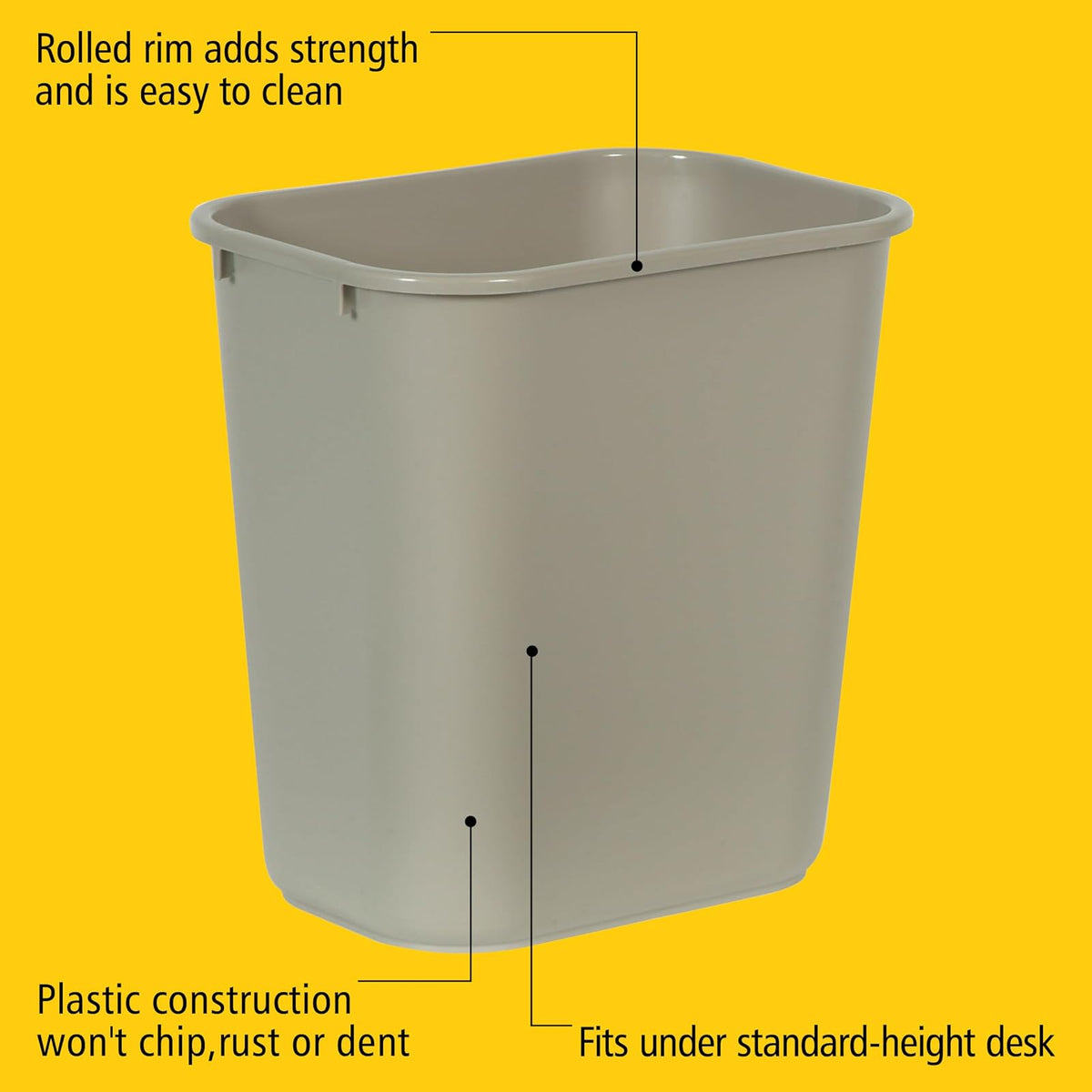 Rubbermaid Commercial Products (FG295600BEIG) - Contenedor de basura de 28 cuartos de galón, para hogar, oficina, debajo del computadora, beige