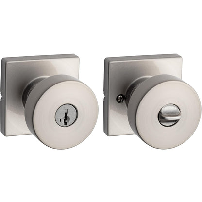 Kwikset Pismo Perilla para Puerta de Paso Interior, Protección Microban - Cuadrado - Níquel Satinado