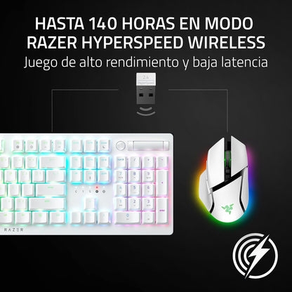 Razer Basilisk V3 Pro 35K Ratón inalámbrico para Juegos: Rueda de inclinación HyperScroll - Sensor óptico de 35K dpi Gen 2-13 Controles Personalizables - RGB - interruptores ópticos Gen 3 - Blanco