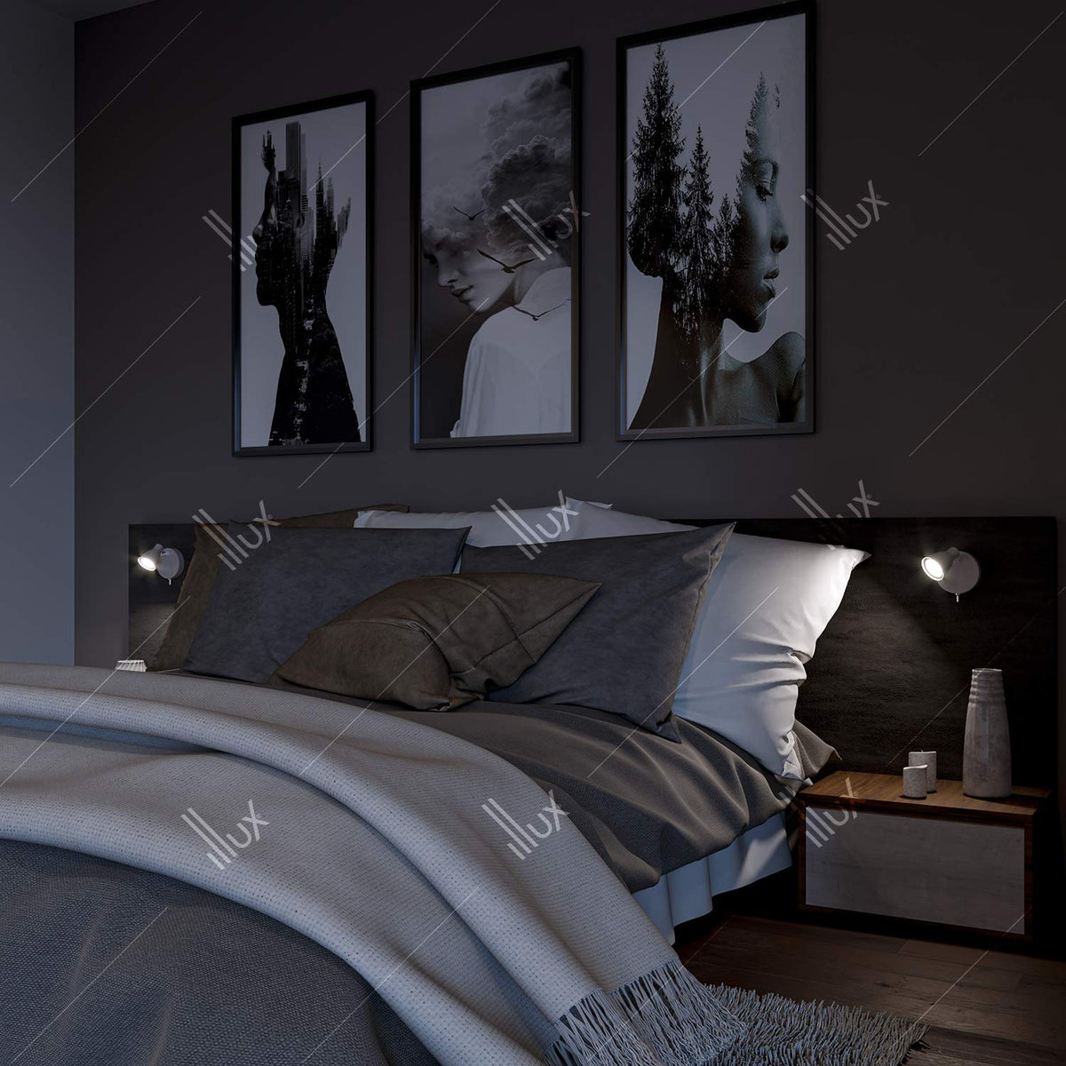 ILLUX Lámpara de muro de sobreponer, estilo riel, Decorativo y Moderno, para uso interior, Color blanco, Incluye foco GU10 Luz ideal para recamara pasillo sala TR-2401.B (Luz cálida 2700 K)