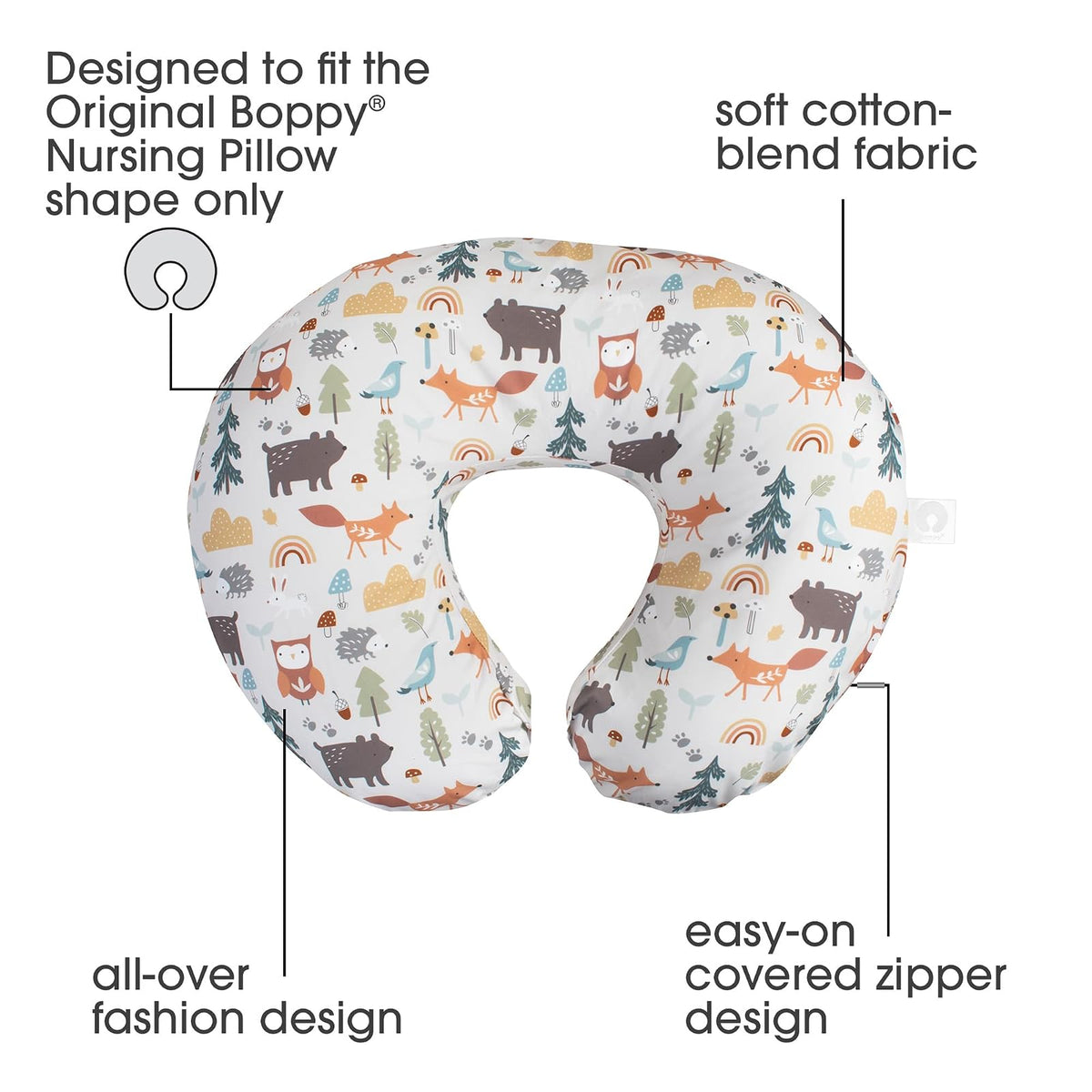 Boppy - Funda de almohada de lactancia, Spice Woodland, mezcla de algodón, se adapta al soporte original para lactancia, alimentación con biberón y unión, solo funda, se vende por separado