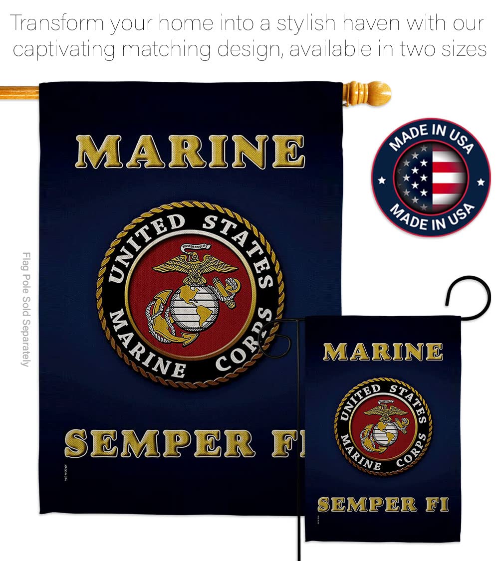 Bandera de Semper Fi del Cuerpo de Marines de los Estados Unidos con bandera de Semper Fi de doble cara para decoración de césped, regalo para casa, jardín, patio, bandera militar estadounidense,