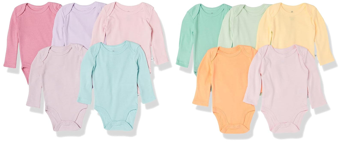 HonestBaby 10-pack Long Sleeve Bodysuits One-piece 100% Organic Cotton for Infant Baby Boys, Girls, Unisex Conjunto de camisetas para bebés y niños pequeños bebés unisex