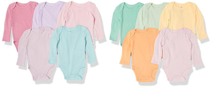 HonestBaby 10-pack Long Sleeve Bodysuits One-piece 100% Organic Cotton for Infant Baby Boys, Girls, Unisex Conjunto de camisetas para bebés y niños pequeños bebés unisex
