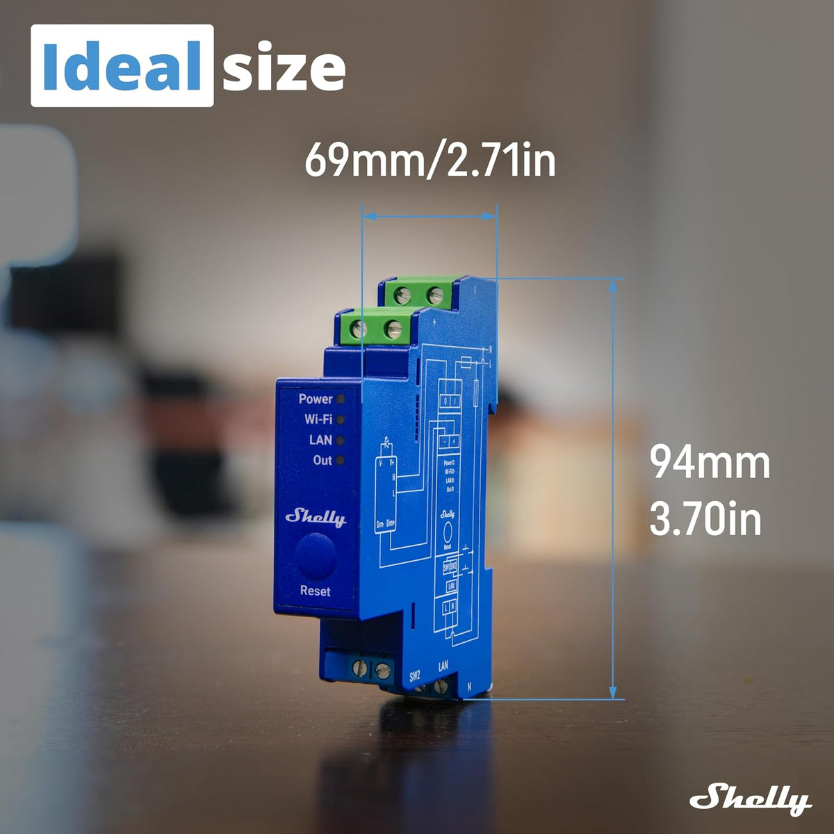 Shelly Dimmer Pro 0/1-10 V PM - Módulo Regulador de Luz W-Fi, Atenuador Inalámbrico en riel DIN, con Medidor de consumo, Alexa y Google, aplicación iOS Android, No requiere hub