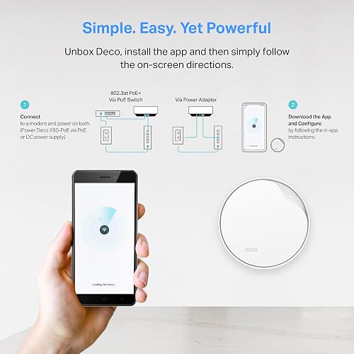 TP-Link Deco X50-PoE Sistema WiFi 6 Mesh AX3000, Dual Band con IA, Puerto 2.5G, PoE+, Compatible con Serie Deco, WiFi Auto-adaptativo, Ideal para Montaje en Techo y conexión Multi-Gigabit
