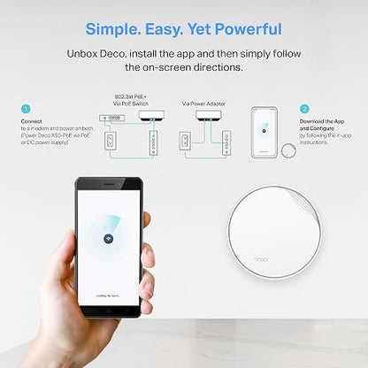 TP-Link Deco X50-PoE Sistema WiFi 6 Mesh AX3000, Dual Band con IA, Puerto 2.5G, PoE+, Compatible con Serie Deco, WiFi Auto-adaptativo, Ideal para Montaje en Techo y conexión Multi-Gigabit