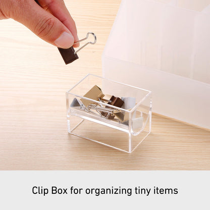 Like-It MX-9208 Desk/Cosmetic Organizer Mini with 3 Deviders and a Small Clear Tray, White