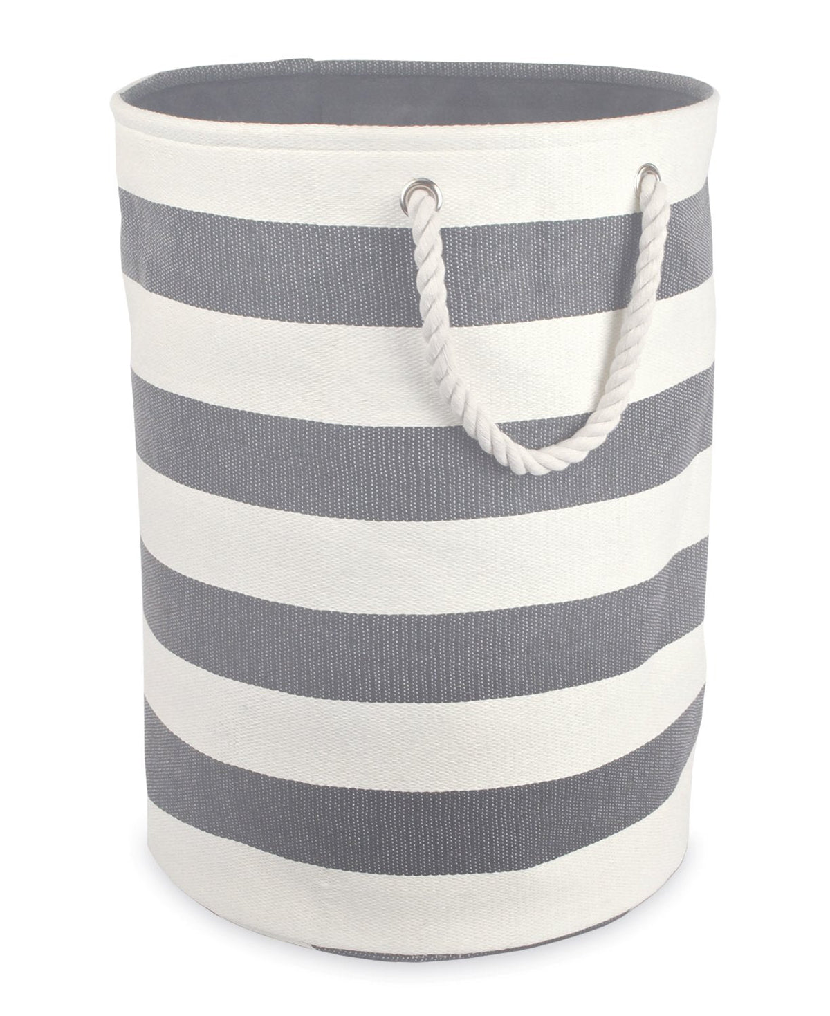 DII, Cesta de Almacenamiento, Tweed Gris, Redondo Grande, Rayas Grises - Large - Rayas grises