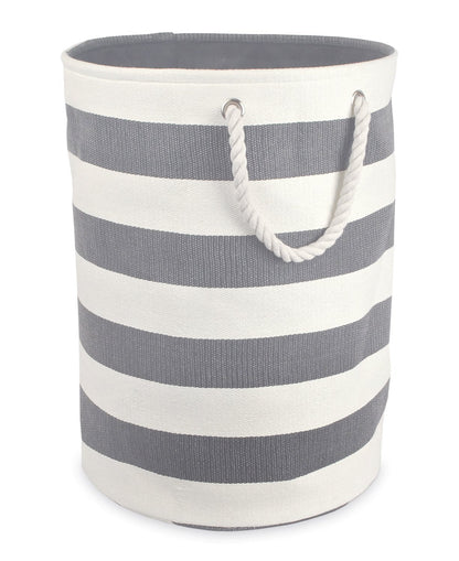 DII, Cesta de Almacenamiento, Tweed Gris, Redondo Grande, Rayas Grises - Large - Rayas grises
