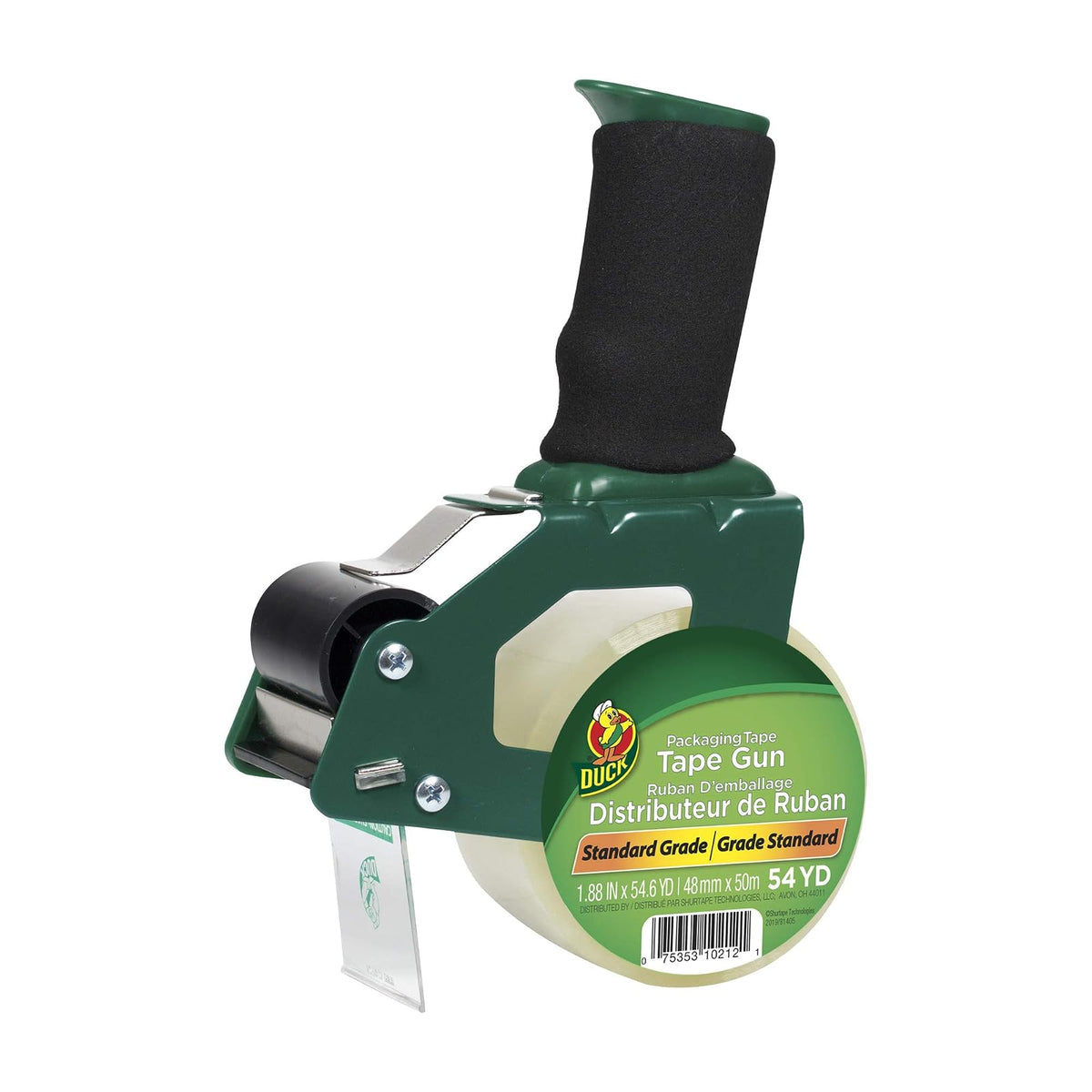 Duck Brand Shark Pro dispensador de cinta de 1,5 o de 3-Inch De Embalaje Con Mango Suave Mango De Goma, Estándar, Verde/Negro, 3 Inch Core