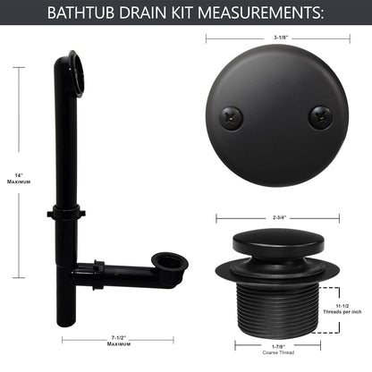 Westbrass 593144-01 Desagüe de baño con punta tubular de 1-1/2 pulgadas, color negro, latón pulido, Negro mate