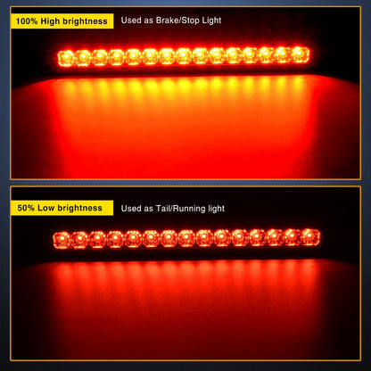 Nilight - Barra de luces rojas para remolque, 2 unidades, 10 pulgadas, 15 LED, para aparcar, parar, girar, luces traseras, luz de freno IP67, impermeable, marcador de identificación