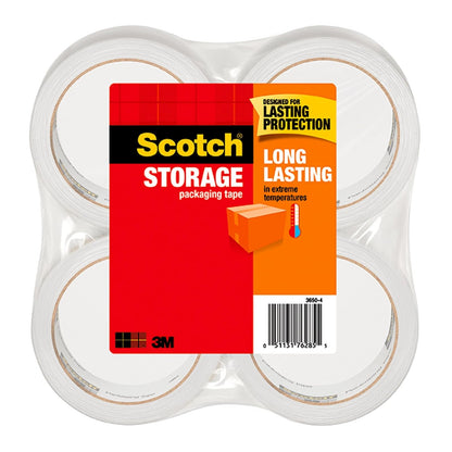 3M Scotch cinta de embalaje larga duración de almacenamiento, 4.77 cm x 49.92 m, 4 rollos