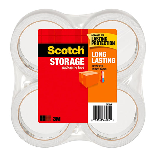 3M Scotch cinta de embalaje larga duración de almacenamiento, 4.77 cm x 49.92 m, 4 rollos