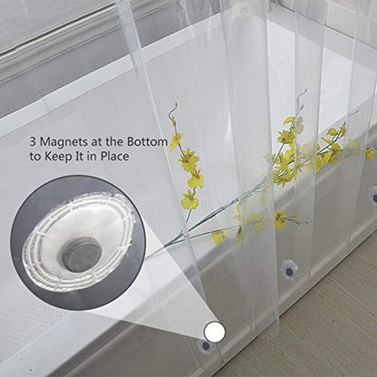 Elegant Comfort - Cortina de Ducha Transparente Resistente al Agua, de 72 x 72 Pulgadas de Largo, Forro de Ducha para baño con 3 imanes Inferiores y Ojales a Prueba de óxido