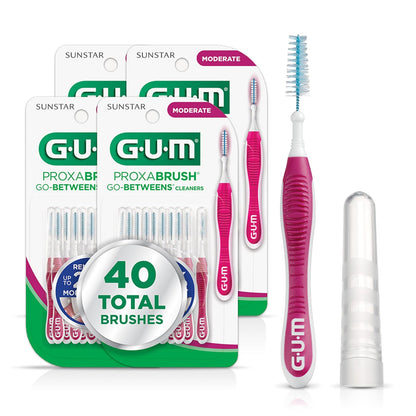 GUM Proxabrush Go-Betweens Cepillos Interdentales - Moderado - 10 Count (Pack of 4)