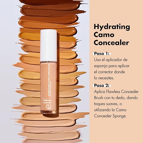 elf, Corrector de camuflaje hidratante, Ligero, Cobertura completa, Larga duración, Oculta, Corrige, Cubre, Hidrata, Destaca, Arena media, Acabado satinado, 25 tonos, Uso durante todo el día, 0.20 Fl