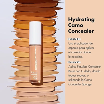 elf, Corrector de camuflaje hidratante, Ligero, Cobertura completa, Larga duración, Oculta, Corrige, Cubre, Hidrata, Destaca, Arena media, Acabado satinado, 25 tonos, Uso durante todo el día, 0.20 Fl