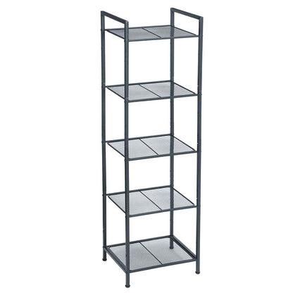 SONGMICS Estanteía de Almacenamiento de 5 Niveles, Estantería de Baño, Soporte de Planta Extensible con Estante Ajustable, para Baño, Salón, Balcón, Cocina, Negro Clásico MBSC35BK