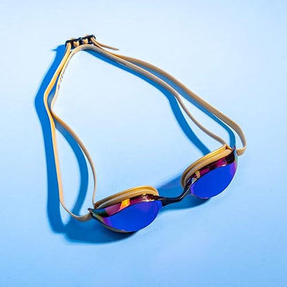 Arena Unisex Python Racing Swim Goggles for Men and Women Anti-Fog Max Comfort Dual Strap, Mirror/Non-Mirror Lens