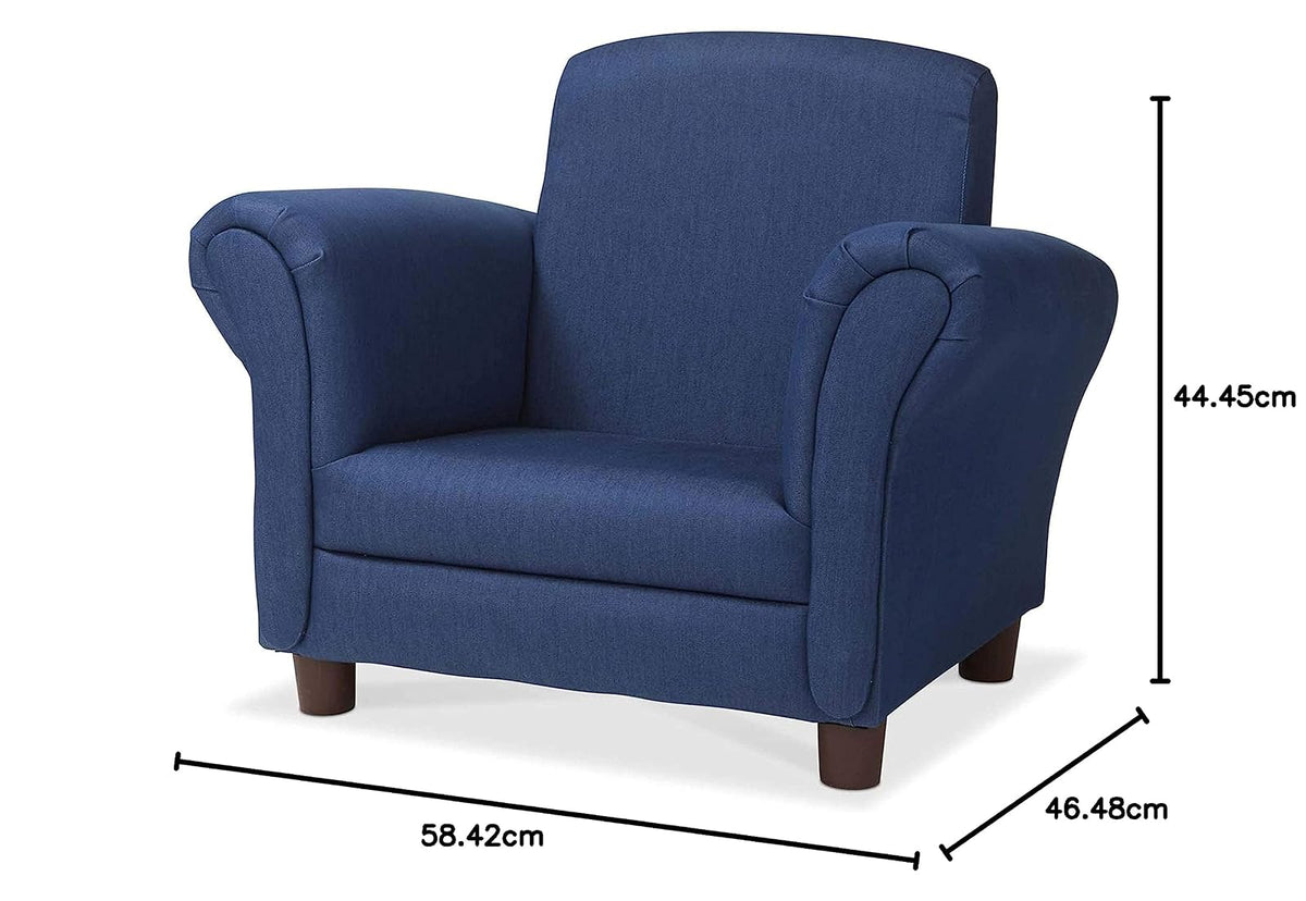 Melissa & Doug Sillón de niños, mobiliario de mezclilla para niños, construcción resistente, múltiples colores, 46.482 cm alto x 44.45 cm ancho x 58.42 cm largo