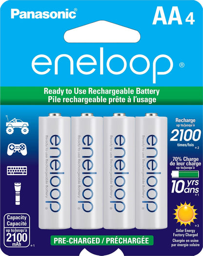 Eneloop Pilas AA Recargables Ni-MH, Paquete Múltiple - AA - 4 Count (Pack of 1) - con cargador estándar