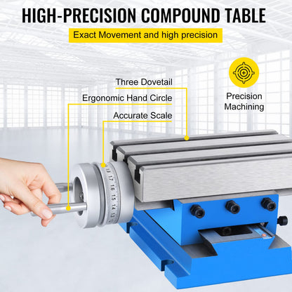 VEVOR Mesa de trabajo de fresado – Mesa de trabajo de 7.3 x 4 pulgadas – Fresadora de mesa deslizante compuesta para todos los soportes de taladro, fresadora de banco (7.3 x 4 pulgadas)