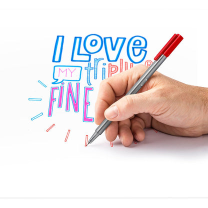 STAEDTLER Fineliner Triplus 42pcs Punta Superfina, Revestida de Metal, Ancho de Línea 0.3mm, Forma Triangular Ergonómica