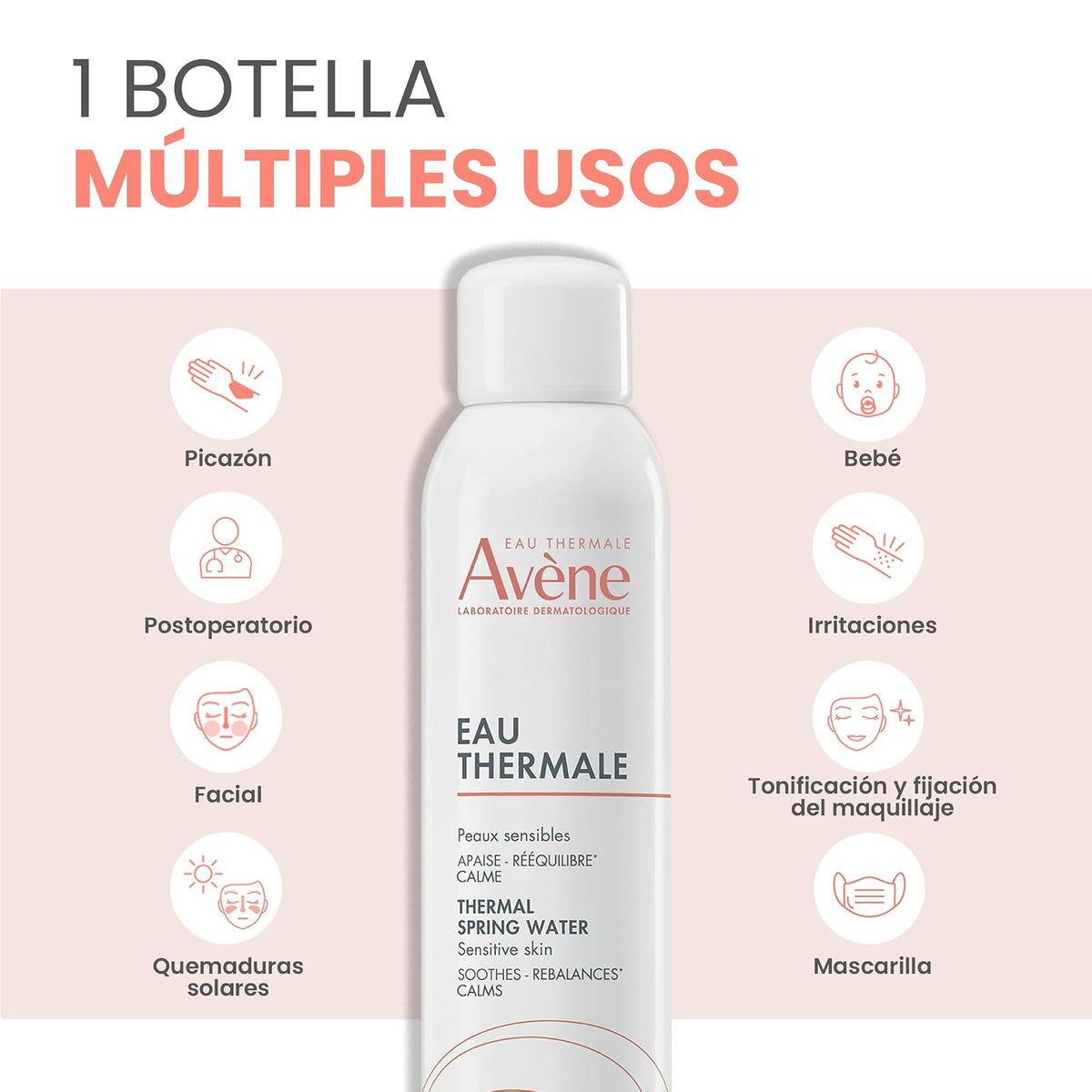 AVENE Agua Termal en Spray, Calmante Piel Sensible, Uso Facial y Corporal, 150ml