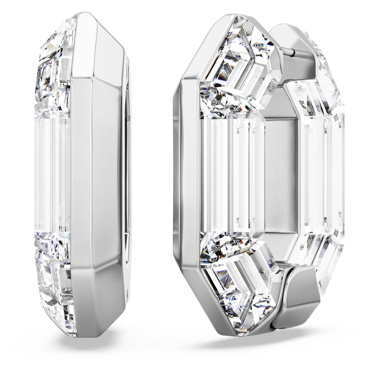 Swarovski Lucent Kreolen, Blaue Statement Ohrringe mit Geschliffenem Swarovski Kristall