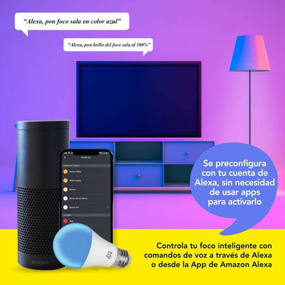 Lloyd's Set de 2 Contactos Inteligentes WiFi + Evolux by Foco LED Inteligente WiFi A19 configuración automática (Redes de 2.4 GHz) Compatible con Alexa (3 Focos)