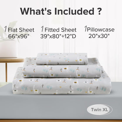 Comfort Spaces sábanas con Fundas de Almohada Ropa de Cama, Llama, Individual Extra Grande, 1, 1