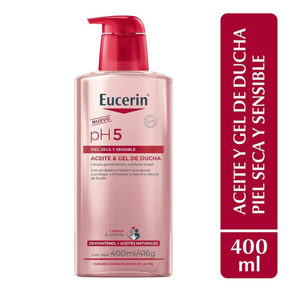 EUCERIN pH5 Aceite & Gel de ducha 400ml, Para Piel seca y Sensible | Para Piel Seca, Para Piel Sensible