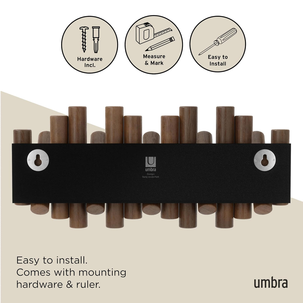 Umbra Picket Percha de Pared, Nogal