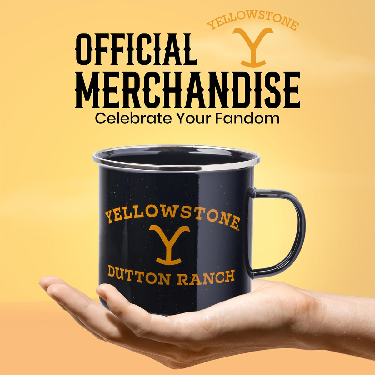 Silver Buffalo Yellowstone Dutton Ranch - Taza de campaña esmaltada, 21 onzas